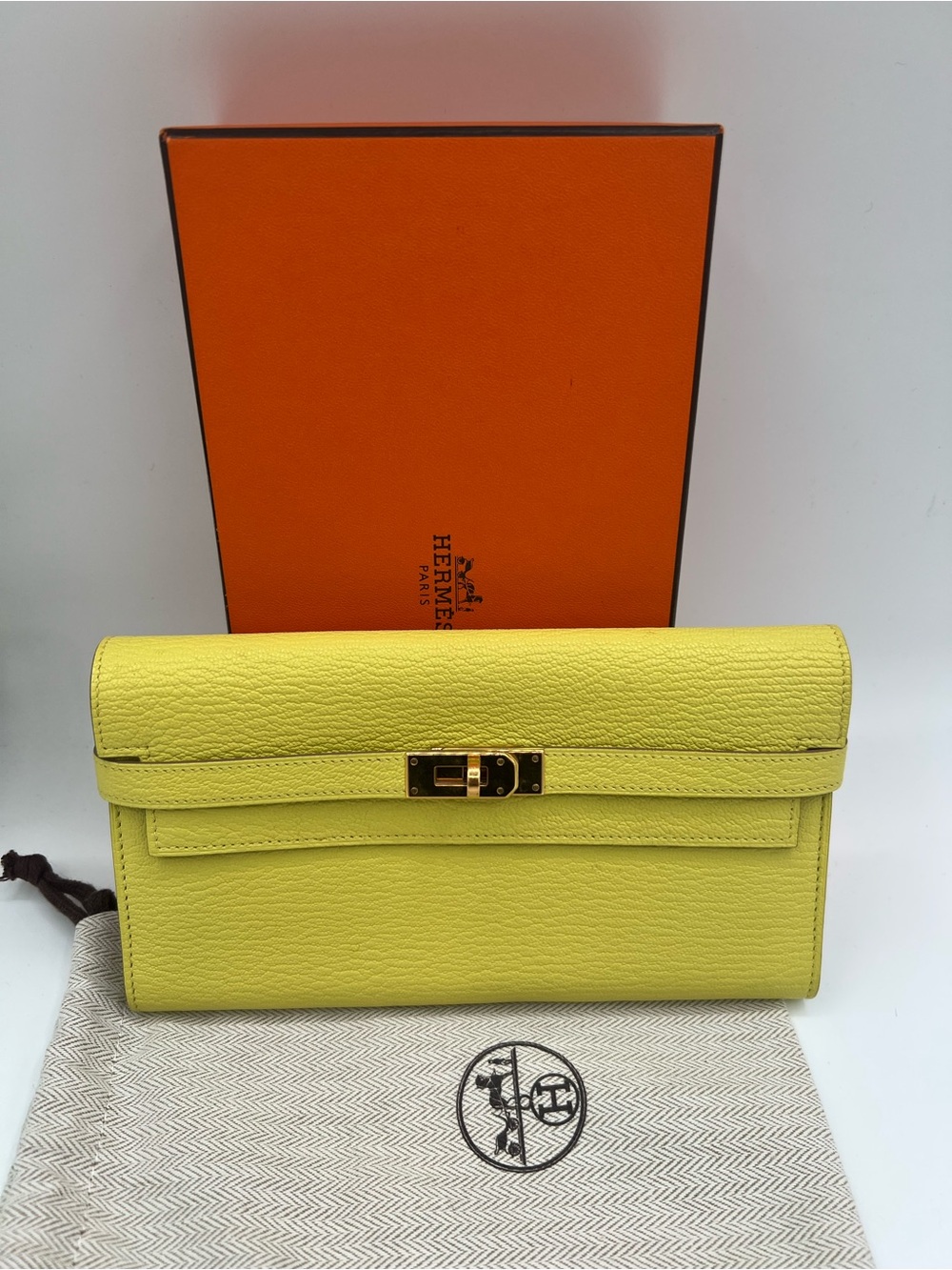 HERMES Kelly Wallet Long mysore gold hardware Unused full set 🔥😍 - Picture 8 of 9